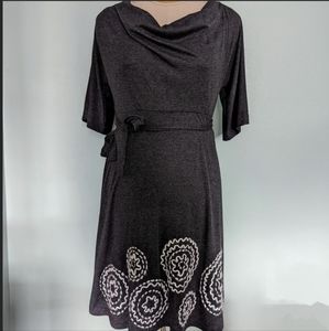 Warm grey embroidered dress